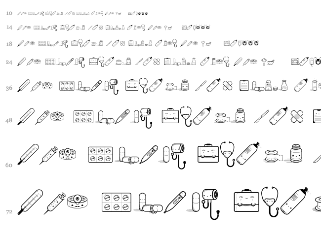 Kawaii Medical font waterfall